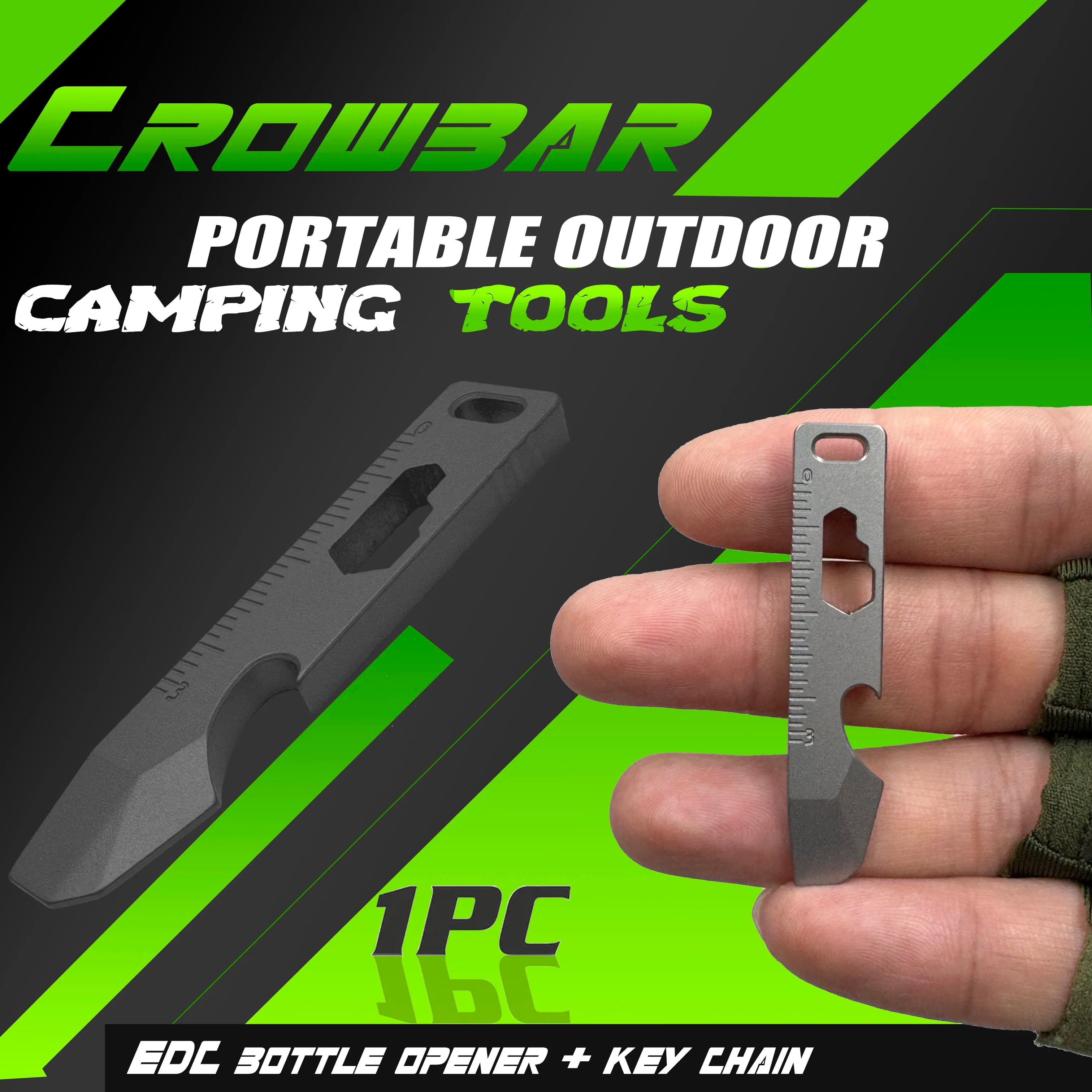 Multi-functional mini TC4 titanium alloy crowbar bottle opener, graduated hexagonal wrench key chain EDC outdoor small tool