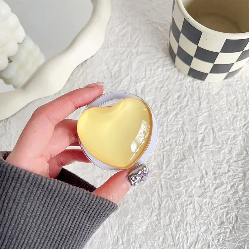 Korean Y2K Pink Glass Love Heart Magnetic Holder Phone Grip Tok Detachable Bracket for Magsafe Universal Smart Tok for IPhone