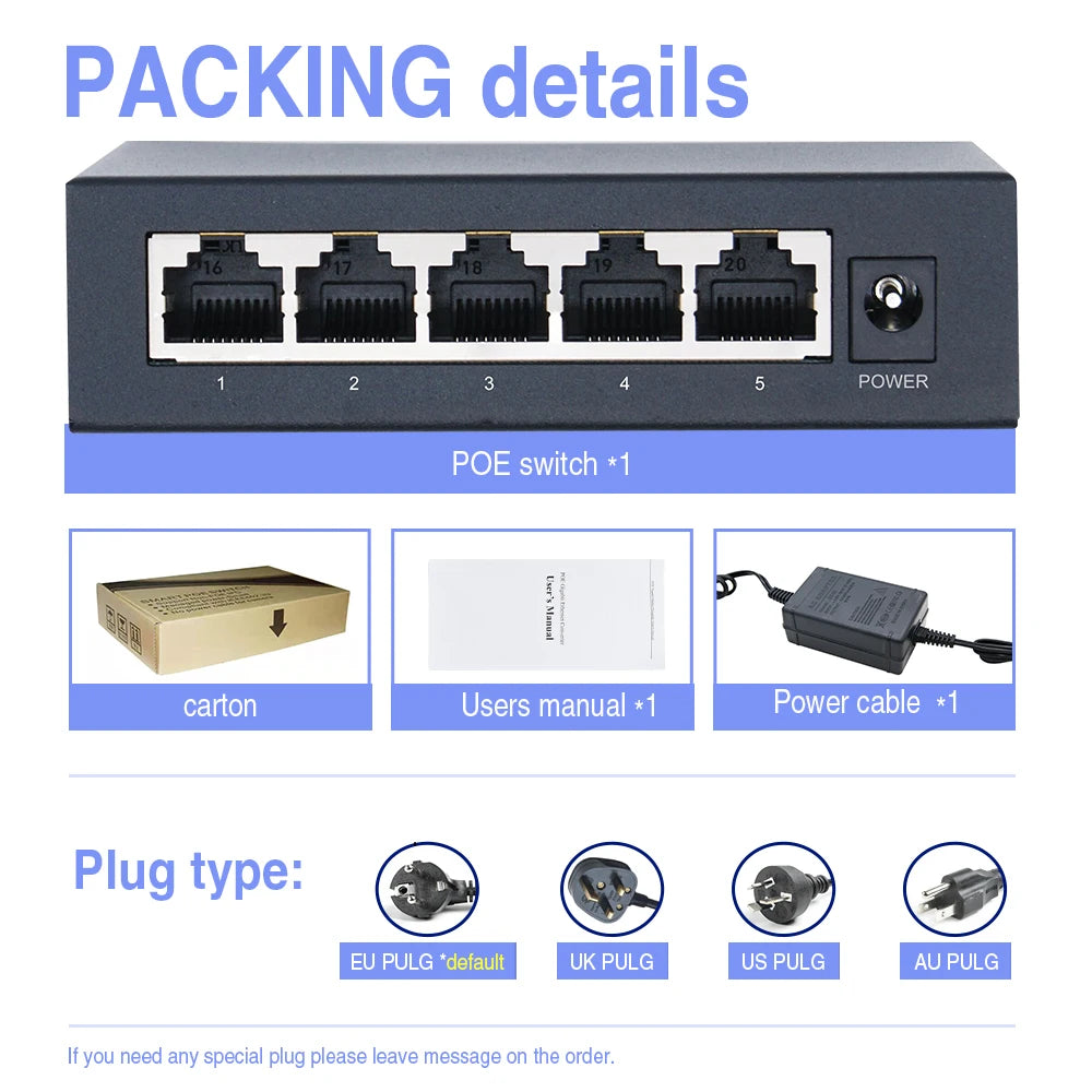 OPTFOCUS Free Shipping 48W POE Active Ethernet Switch 802.3af 802.3at ethernet hub splitter shunt power diverter deconcentrator
