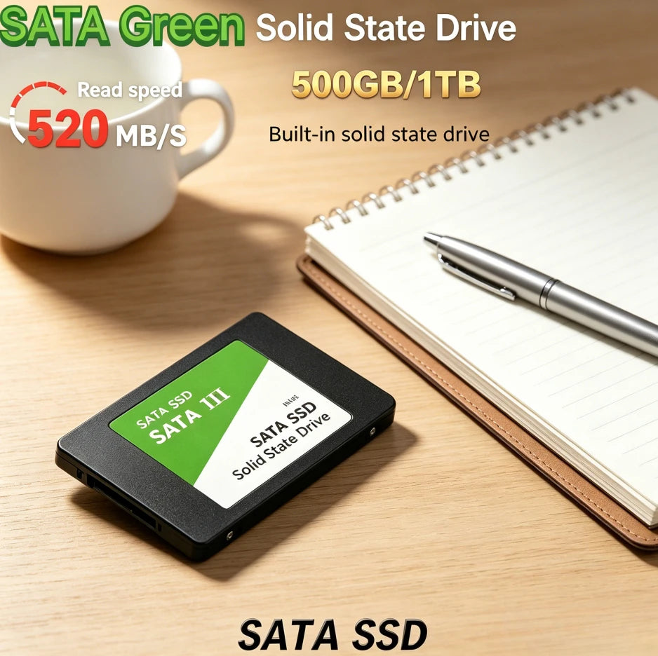 [Brand] Original New SATA Green Solid State Disk Rapid Read Write Portable SSD Mass Storage For Laptop Desktop Cellphones