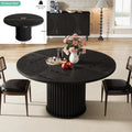 LITTLE TREE Oval Dining Table for 6 People, 55.11-Inch Farmhouse Kitchen Dinner Table with Cylindrical Pedestal