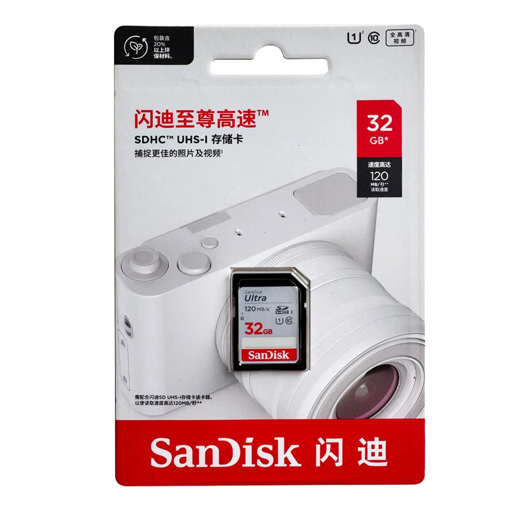 SanDisk SD Card 32GB SDHC 64GB 128GB 256G SDXC SD Card C10 Memory Cards Up to 200MB/s Read U3 V30 Flash Cards 4K UHD for Camera