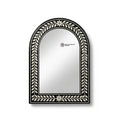 Black & White Leaf Pattern Art Deco MOP Inlay Rectangular MDF Mirror Handmade Eco-Friendly Luxury Wedding Wall Decor