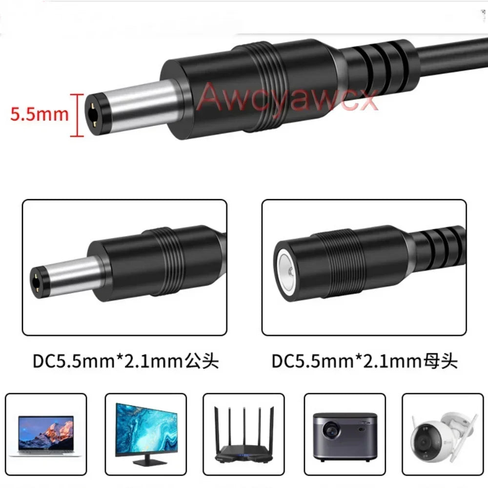 5M 12V DC Power Supply Cable Extension Cord Female to Male Plug 5.5mm 2.1mm Adapter 24V 9V 6V 5V CCTV LED Light solar energy fan