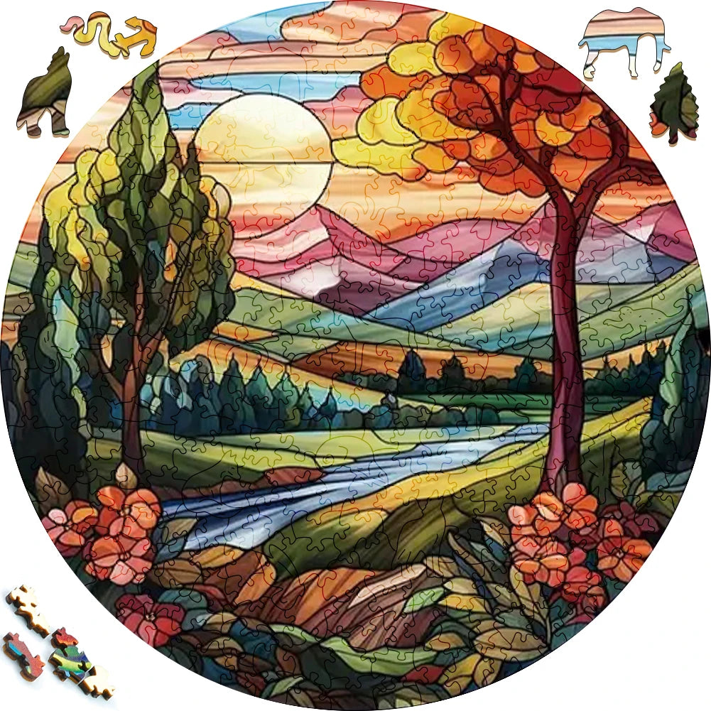 Wooden Puzzle Mandala Animal Jigsaw Puzzles For Kids Surprise Toys Creative Games Round Shaped Wood Puzzle With Educational game