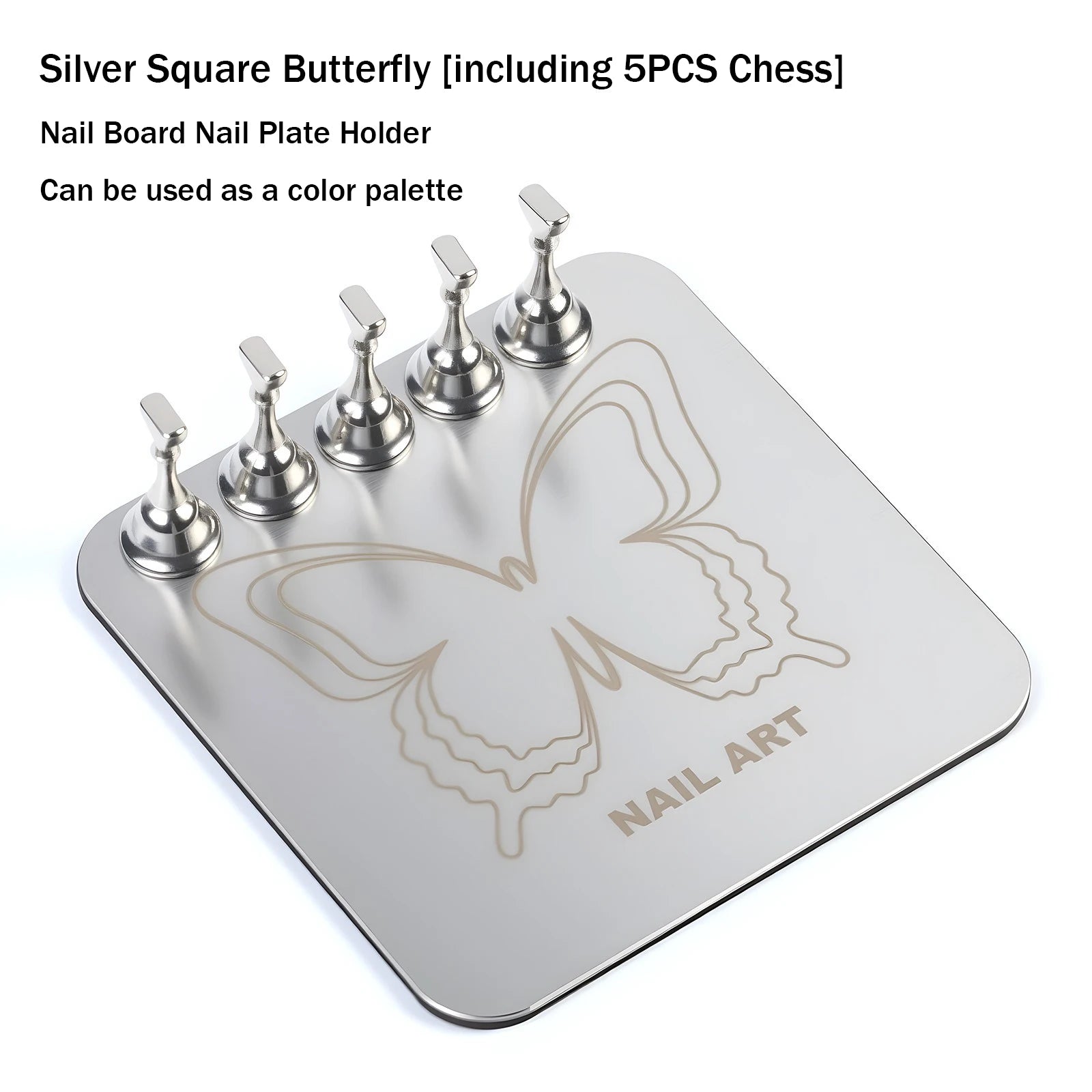 Pink Butterfly Nail Holder 6Pcs/Set False Nail Tip Practice Stand Aurora Base Full Magnetic Holder Tray Nail Art Salon Practice