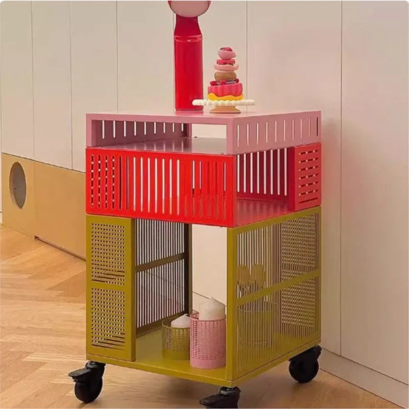 Multifunctional Metal Storage Cabinet with Wheels, Suitable for Bedroom, Living Room, Office, Modern Design Storage Cabinet