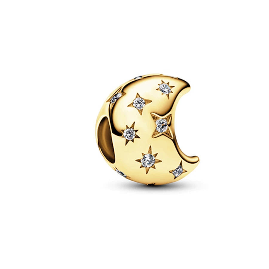 Gold Plated CZ Charms Fit Original Bracelet 925 Sterling Silver Core Heart Star Flower Dangle Beads Luxury DIY Jewelry Gift