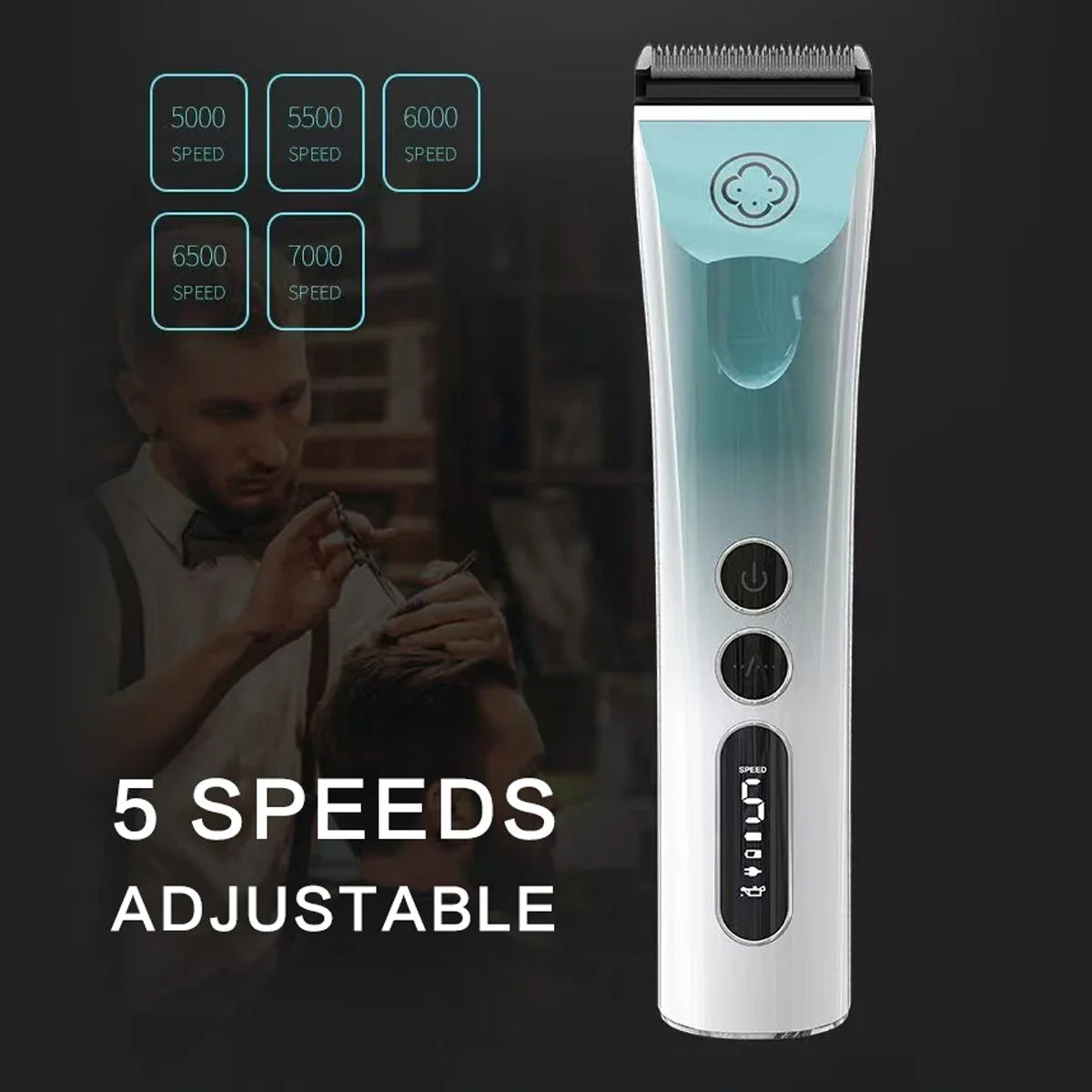 Madeshow 982F 986F Men Hair Clipper LED Display Low Noise Cordless Ceramic Blade Professional Hair Cutting Machine Hair Trimmer