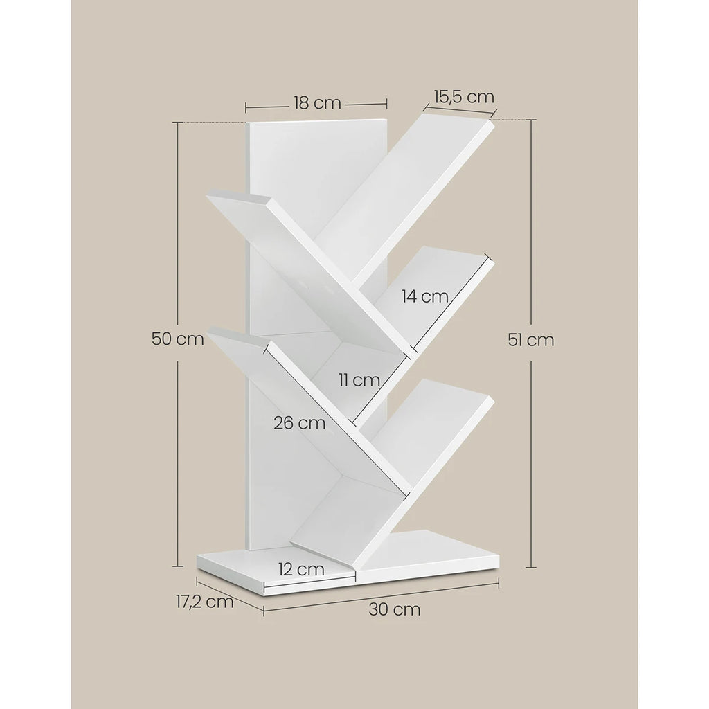 VASAGLE Tree Bookshelf, 5-Tier Floor Standing Bookcase, Space-Saving Corner Shelf, with Wooden Shelves for Bedroom, Living Room