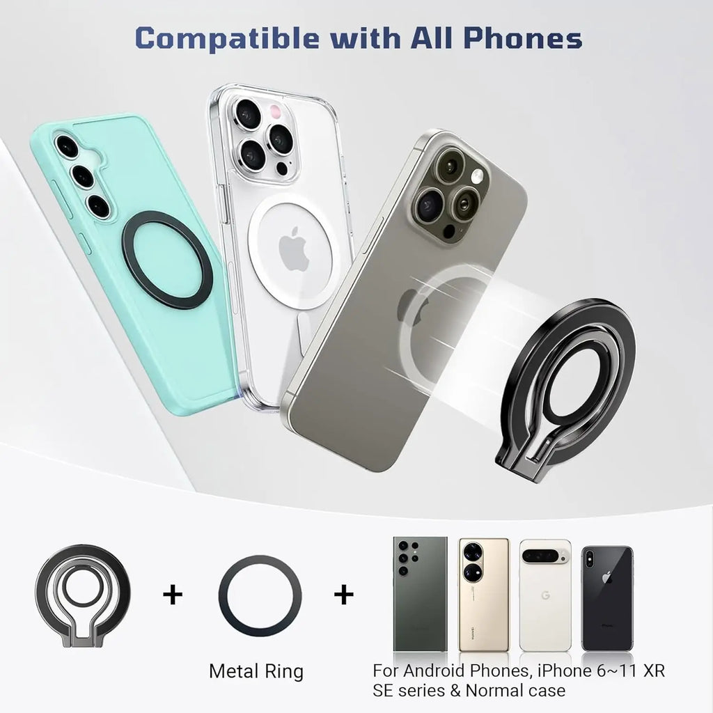 Magnetic Phone Holder Stand for Magsafe Lightweight Phone Finger Ring Snap Grip Kickstand Accessories for iPhone 17 16 15 14 13