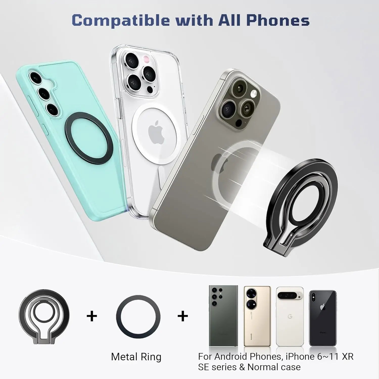 Magnetic Phone Holder Stand for Magsafe Lightweight Phone Finger Ring Snap Grip Kickstand Accessories for iPhone 17 16 15 14 13