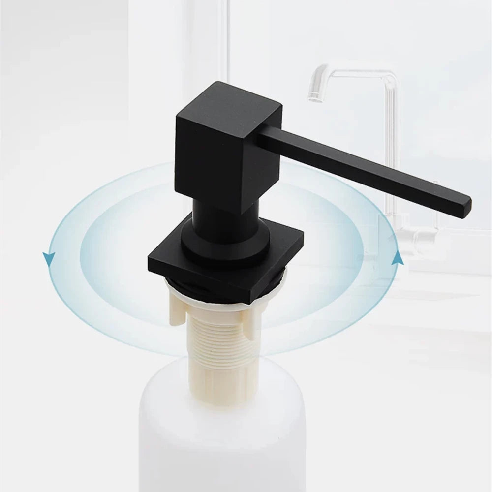 Black/Chrome Square Head Large Capacity Brass Soap Dispenser Kitchen Sink Dishwashing Detergent Hand Press Liquid Soap Dispenser