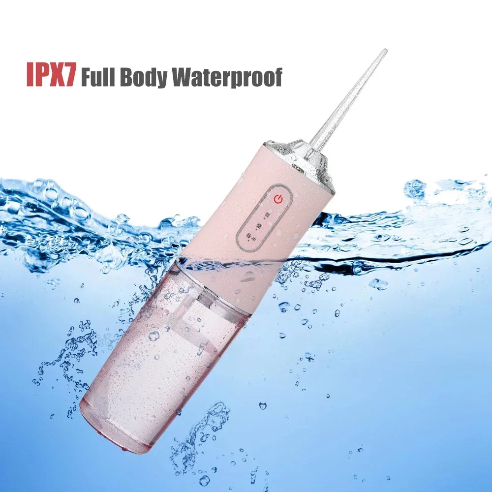 Portable Dental Water Flosser Oral Irrigator USB Rechargeable Water Floss Jet Tooth Pick 4 Tips 220ml Mouth washing machine