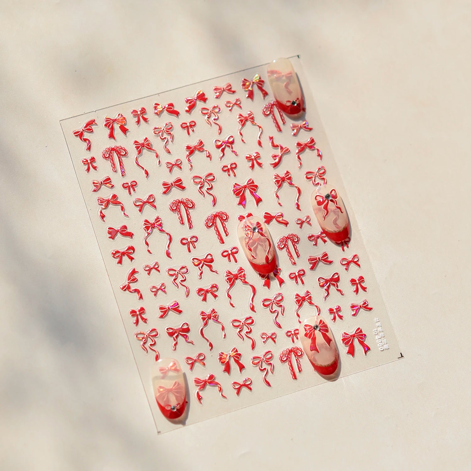 Red Butterfly 5D Nail Sticker Nail Art Decoration Spring Flowers Nail Art Decal Relief Sticker Press on Nails
