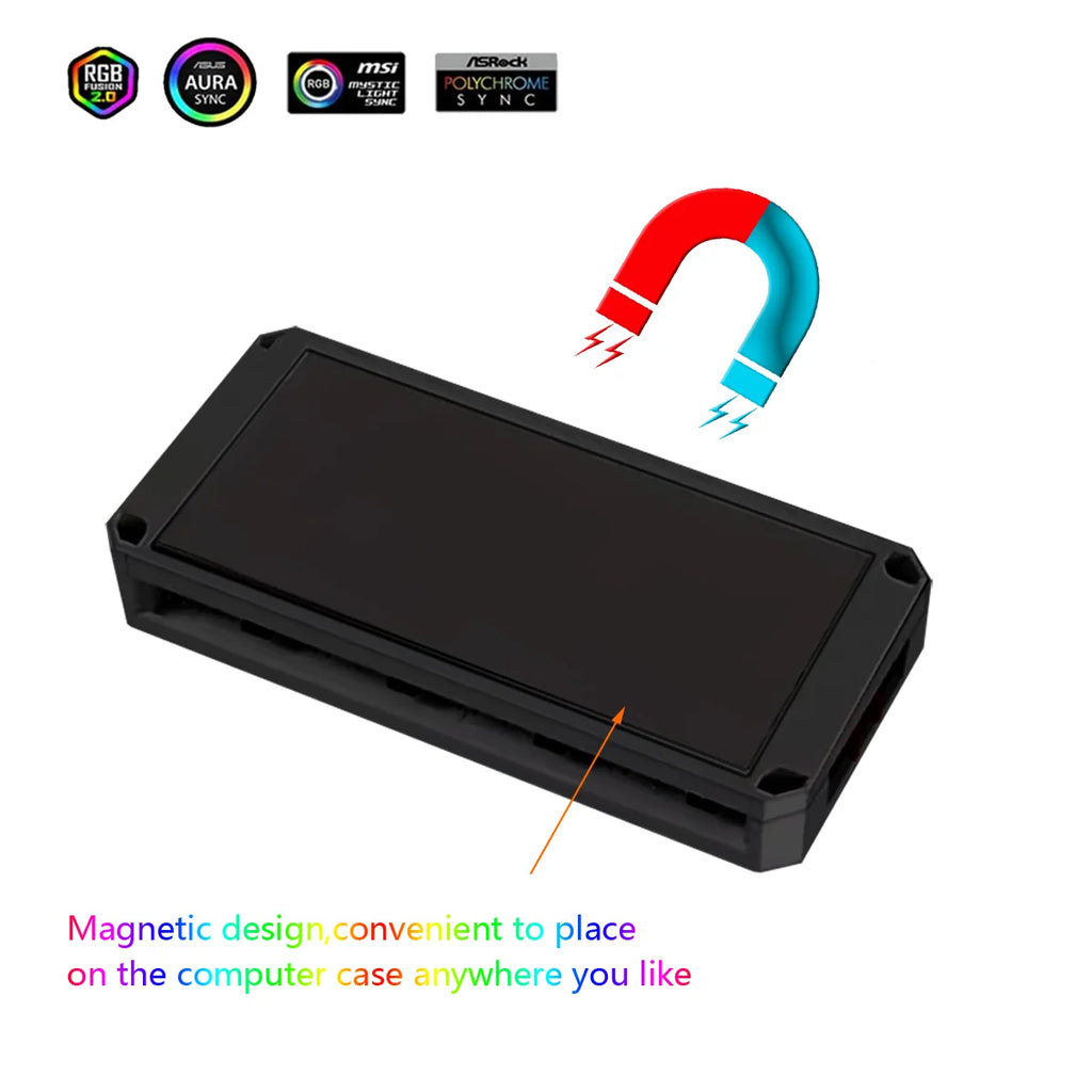 1~9 Port 3-in-1 4-Pin PWM Magnetic Hub with Remote PWM Magnetic Fan Hub Splitter ARGB Hub Splitter for PC Cases