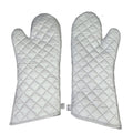 1pair Oven Mitts Kitchen Oven Microwave Gloves High Heat Resistant Long Oven Mitts Anti-scalding Silver Cloth Gloves