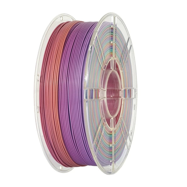 KINGROON Silk PLA Plastic 1kg 1.75mm, New Multicolor Gradient 3D Printer Filament Rainbow PLA Color Chnage, Transparent Spool