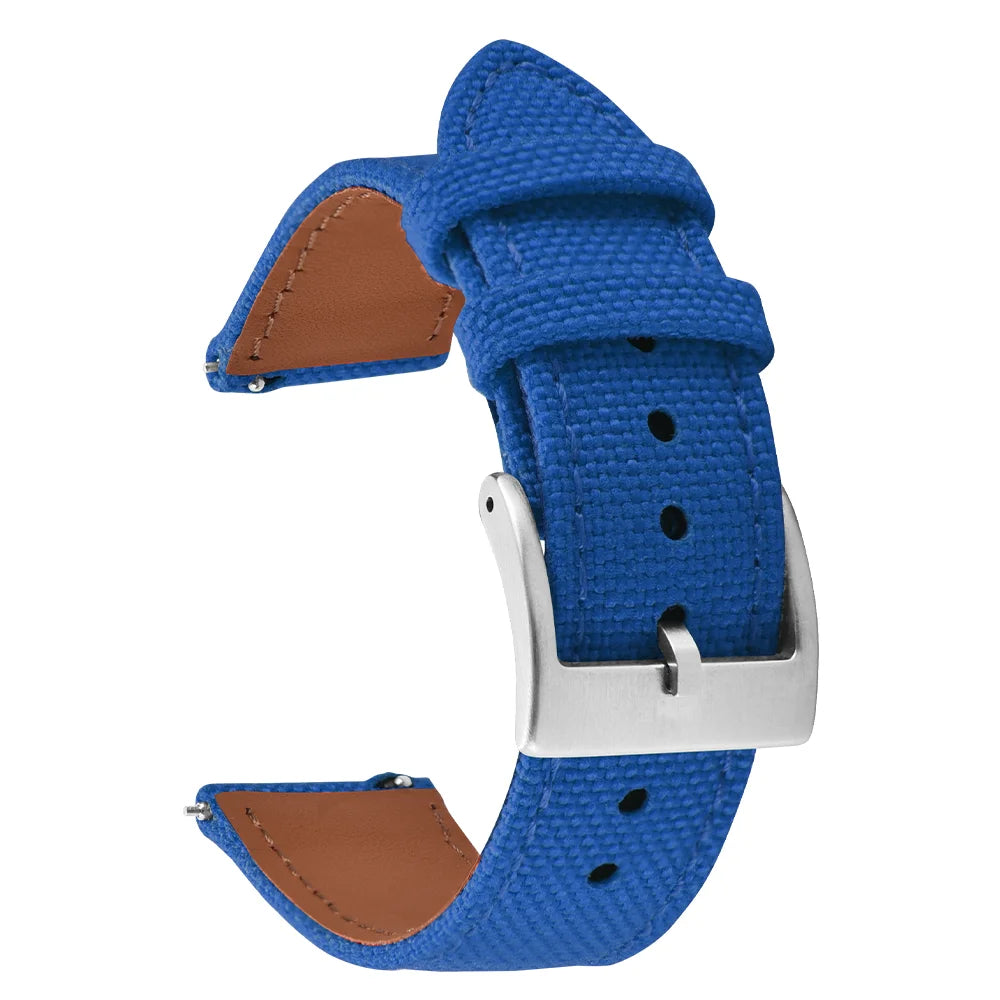 18mm 20mm 22mm Nylon Watch Strap Two-Sided Leather and Sailcloth Watch bands Quick Release Wristbands Sport Belt for Men Women