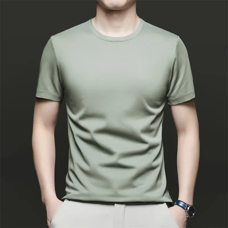 2025 New Men's Korean Casual Short Sleeved Round Neck T-shirt Summer Fashionable and Comfortable Versatile Top
