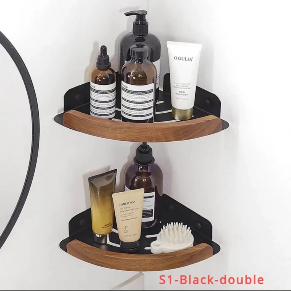 Walnut Wood Black Bathroom Hardware Set Bathroom towel rack Towel Rack Toilet Paper Holder Towel Bar Shelf  Bathroom Accessories