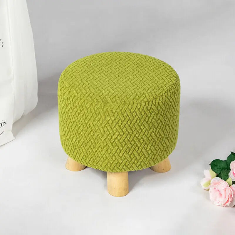 Square Stool Covers Thick Stretch Knitting Round Seat Covers Living Room Chair Cover Small Footstool Ottoman Slipcover Protector