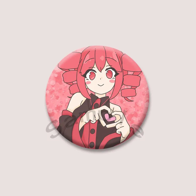 Kasane Teto Badge, Cute UTAU Anime Round Button Pin, Vocaloid Cosplay Brooch for Backpack Clothes, Collectible Gift for Fans
