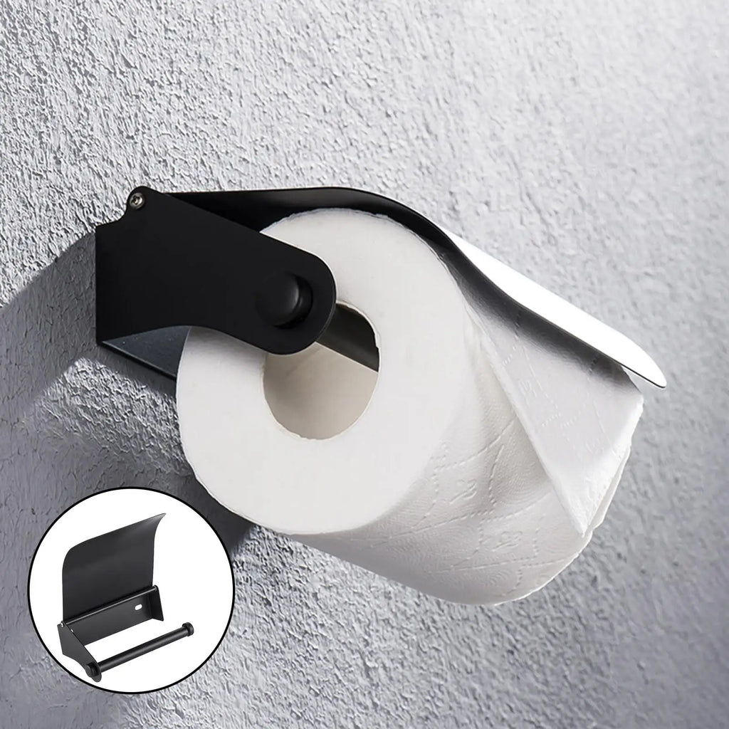 Bathroom Stainless Steel Black Toilet Single Roll Paper Holder  with Screws Wall Mounted Tissue Dispenser Home Accessories