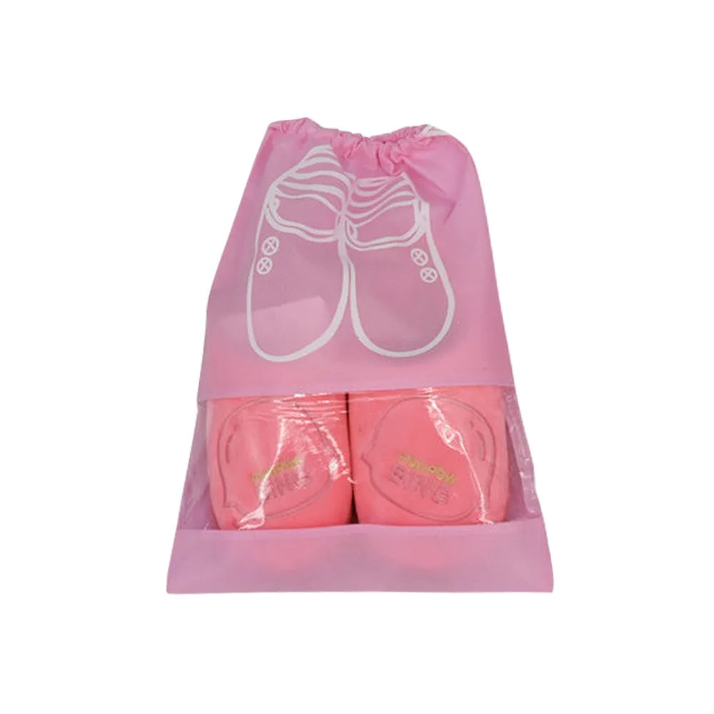 New Non-woven Shoes Pouch Portable Waterproof Shoes Storage Organizer Bags Drawstring Accessories Transparent Hanging Bag Travel