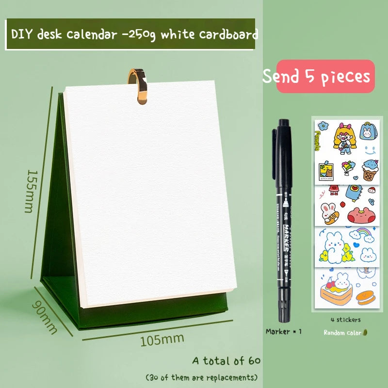 DIY Blank Desk Calendar Making Blank Daily Book Loose Leaf Calendar Planner Standing Flip Desktop School Monthly Year Calendar