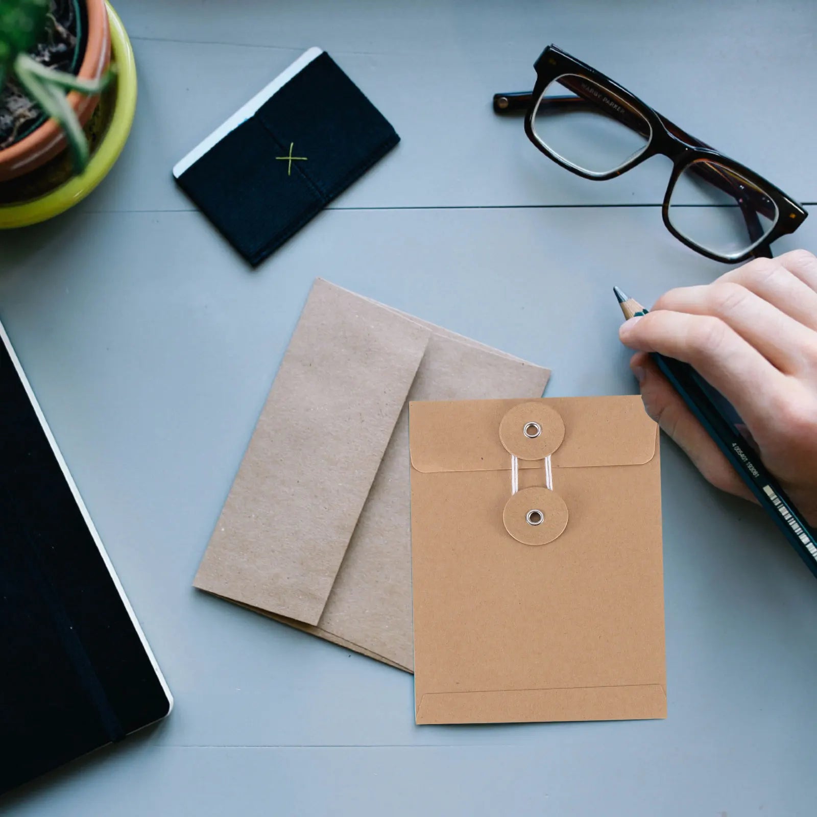 6/12Pcs Kraft Paper Envelope with String Tie Closure Vintage Envelopes File Folder Bag for Office Card Storage Document Organize