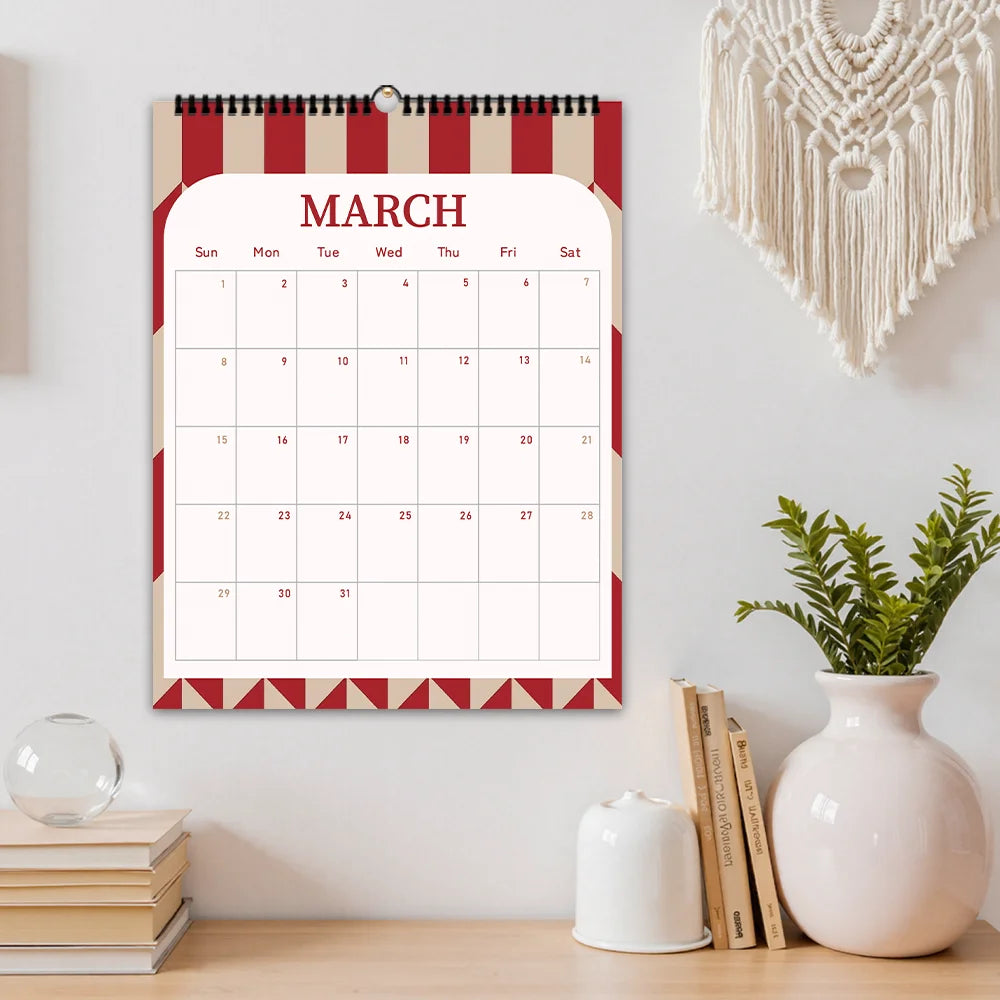 1pc 2026 Wall Calendar,Abstract Geometric Design, Morandi,12 Beautiful Designs,Monthly Plans,Perfect Gift for Birthday,Christmas