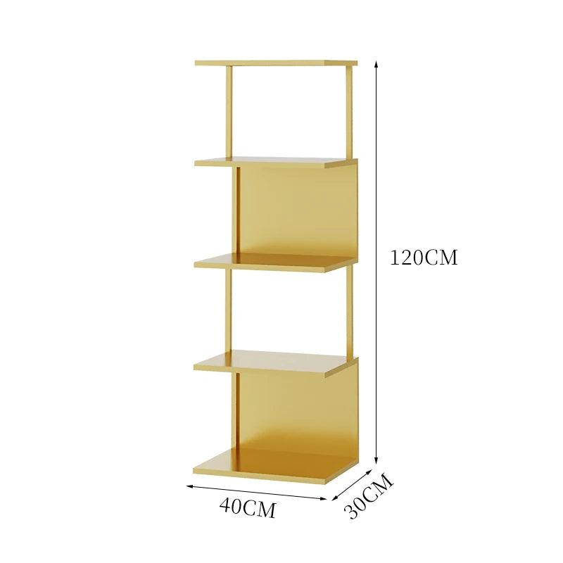 Metal Multi-Tier Display Bookshelf Modern Floor Standing Storage Shelf for Living Room/ Home Office Space-Saving Book Organizer