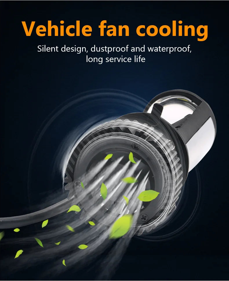 Turbo Fan H4 LED Headlights Car H4 Mini Projector Lens 6000K Super Bright 20000LM High Low Beam Auto LED Lights Car Light Lamp