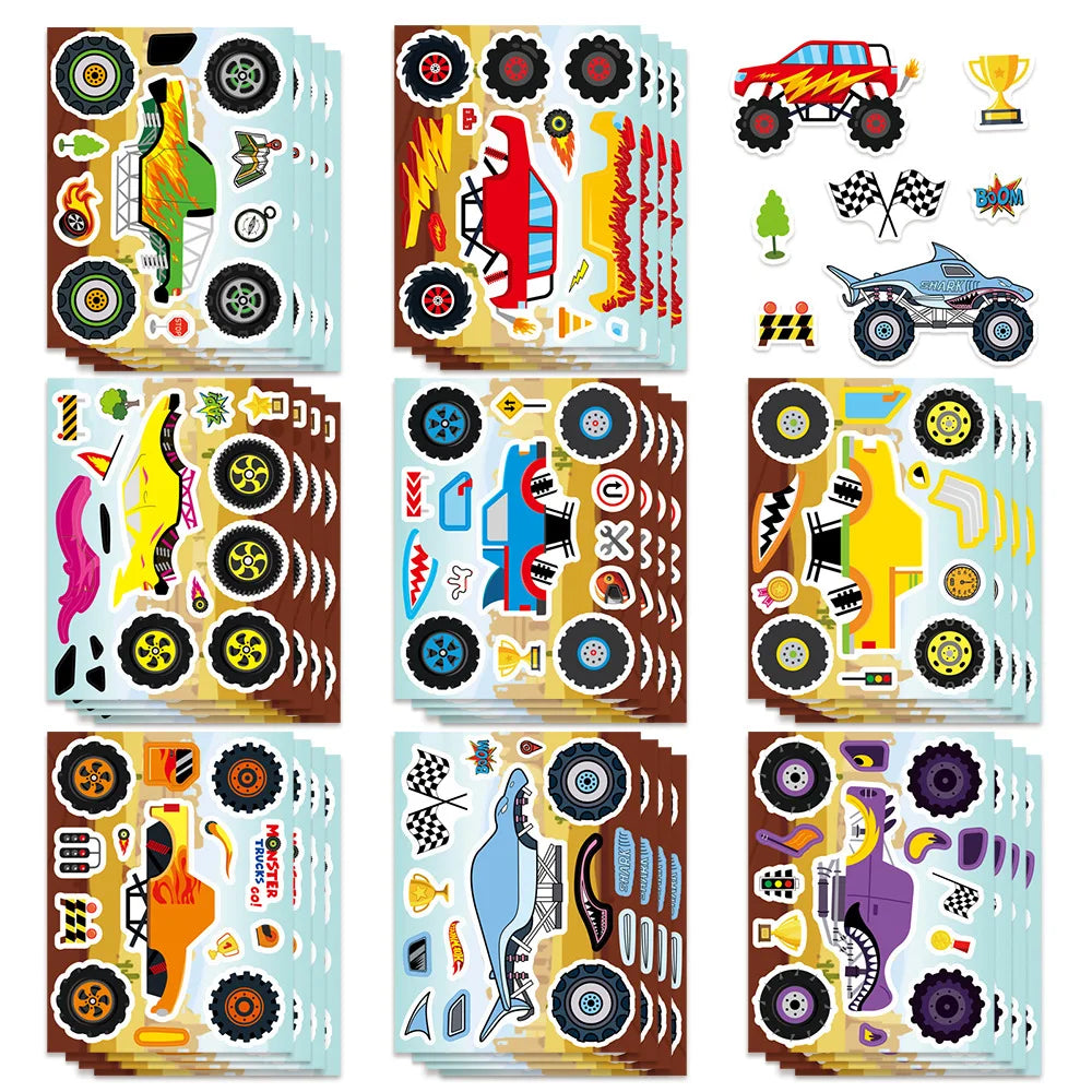 8/16/24PCS Make a Face Cartoon Cool Bigfoot Monster Car DIY Stationery Diary Water Cup Guitar Decorative Stickers