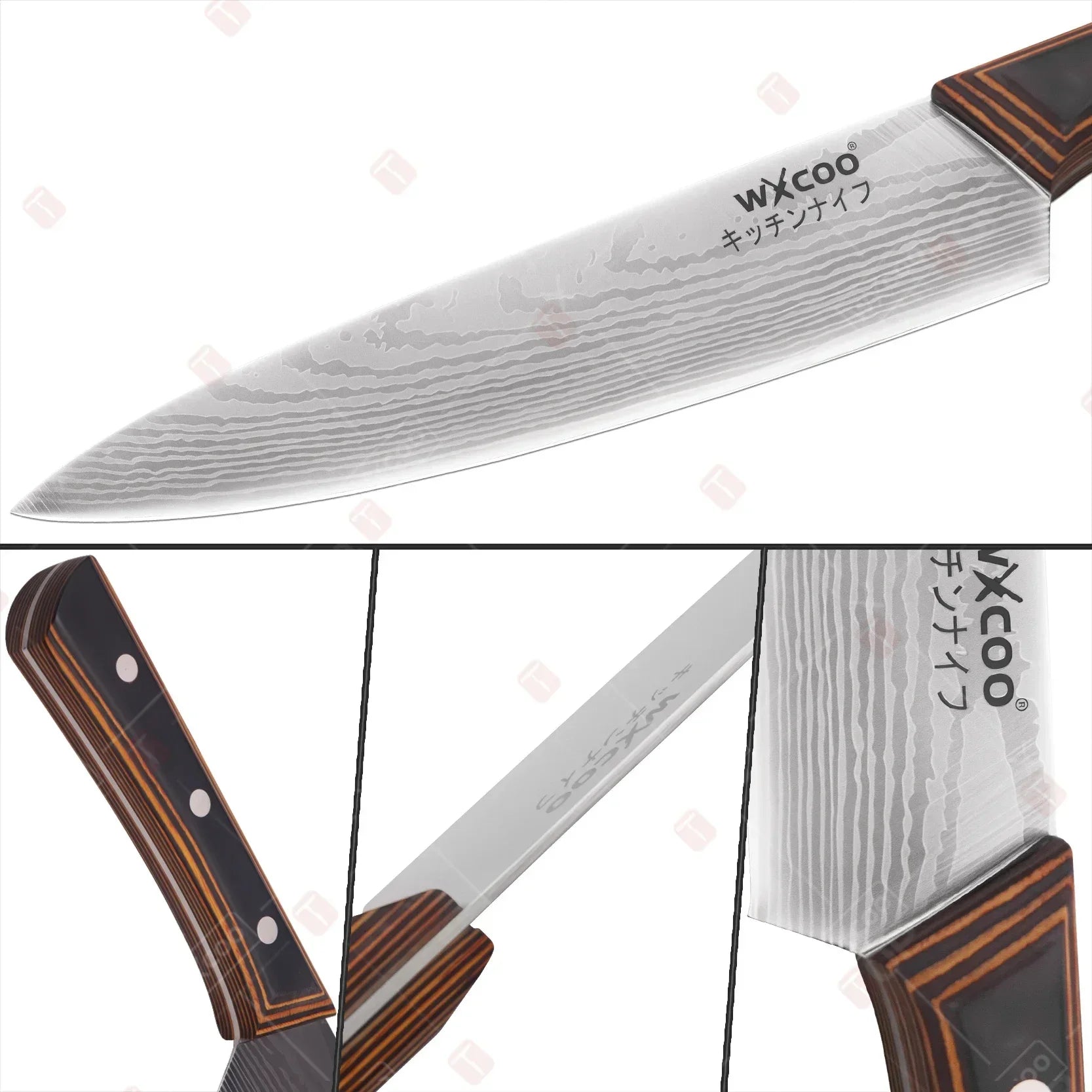 WXCOO 1PCS 7inch Japanese Knife Professional Kitchen Chef Knife for Cooking Kitchen Stainless Steel Santoku Knives Wood Handle