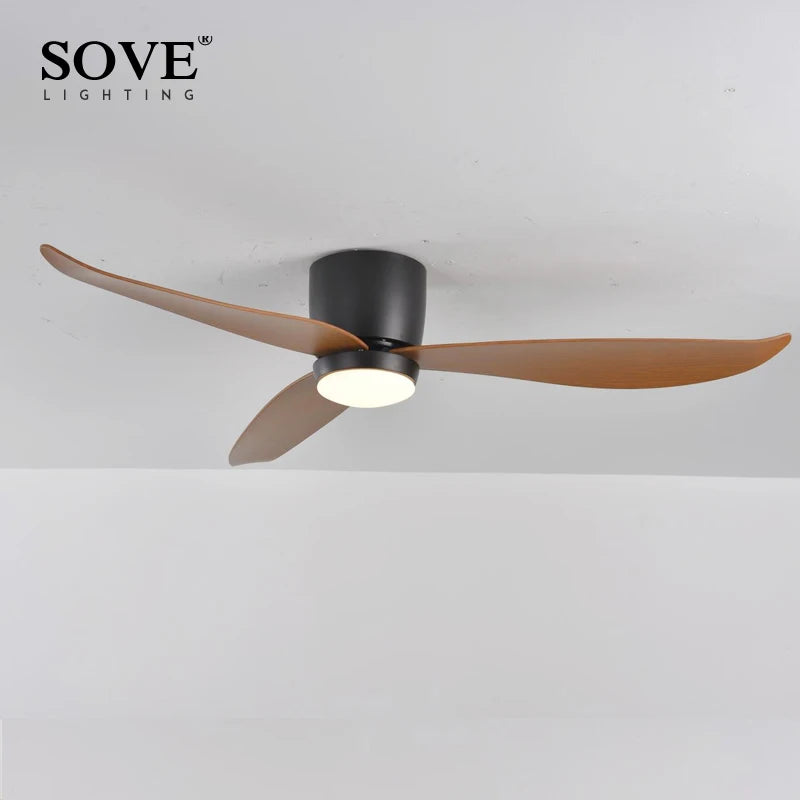 SOVE Modern Led Ceiling Fan Kitchen Living Room Dining Room Household High Air Volume Remote Control Pendant Light
