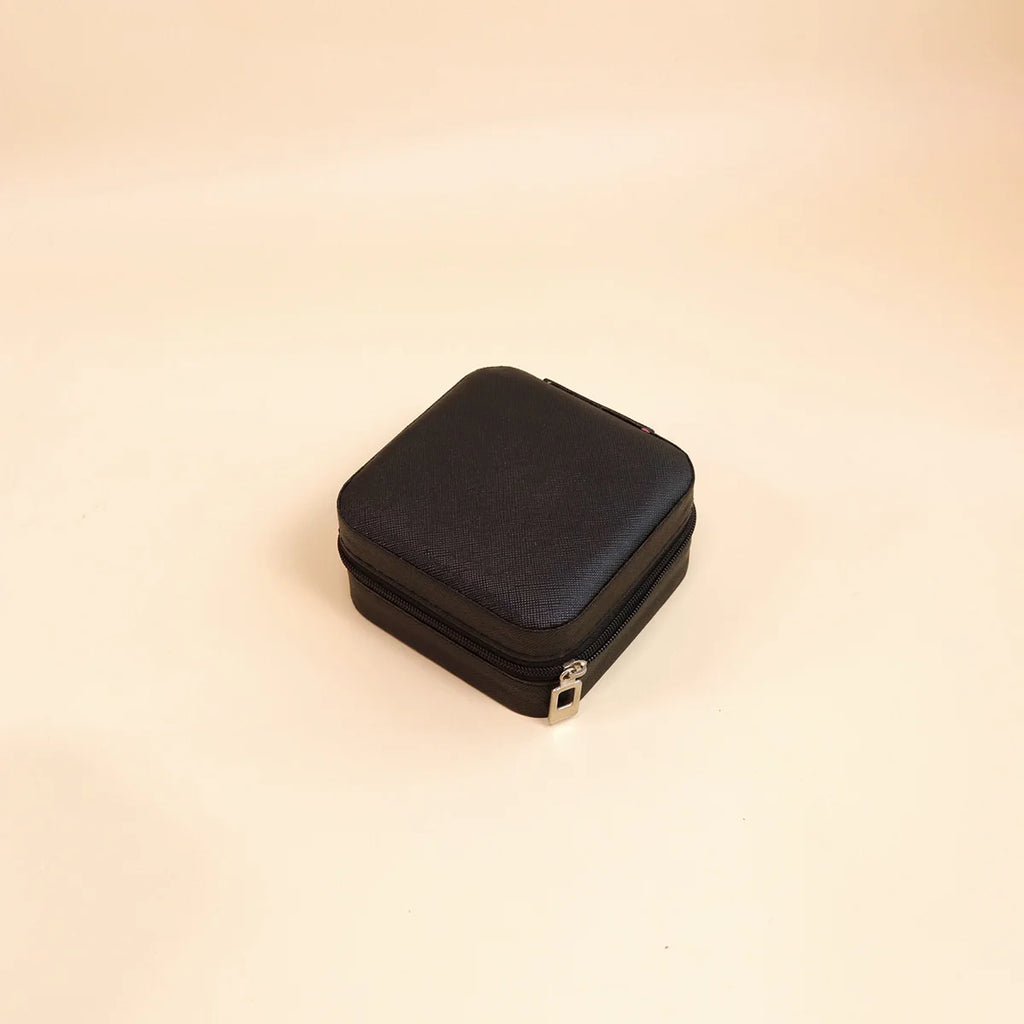 Mini jewelry storage box portable family travel earrings necklace storage box female ring organizer PU leather display box