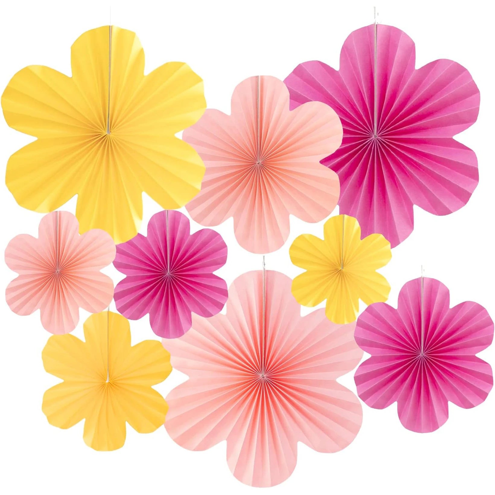 9Pcs/Set Easter Themed Hanging Paper Flowers Party Decoration Seasonal Fan Shaped Garlands for Easter Celebration