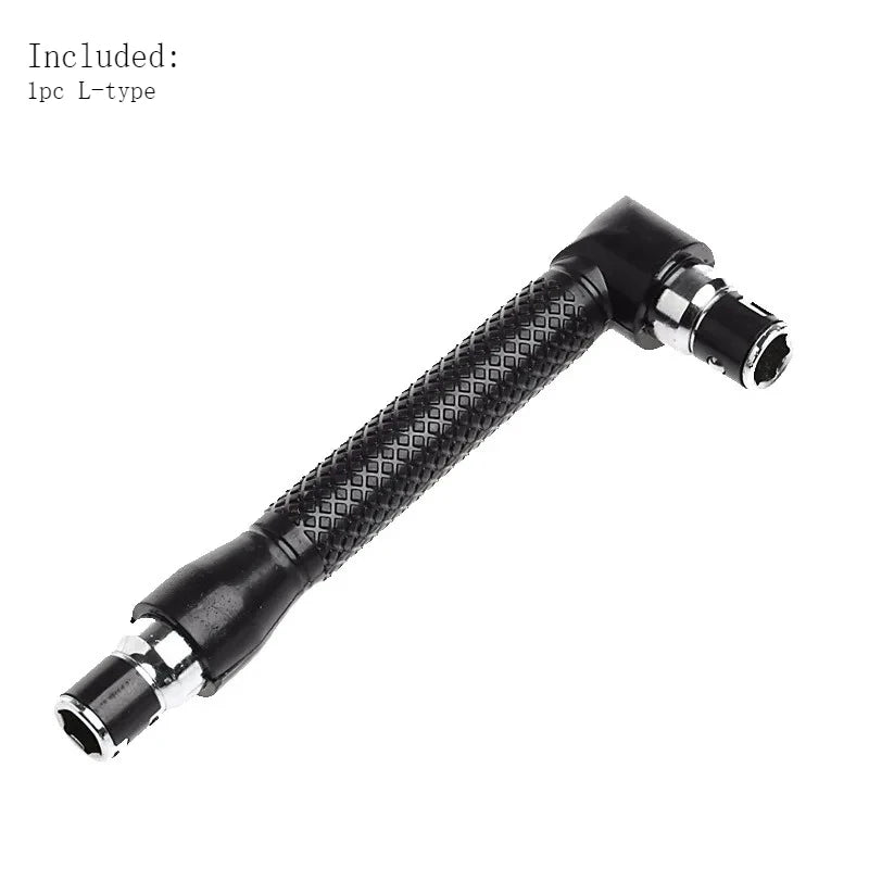 L Type 1/4 Hexagon Screwdriver Bit 90 Degree Double End Handle Black 6.35mm Wrench Tool for Matching Bits Set
