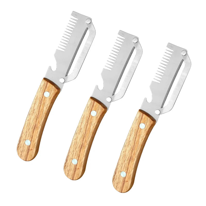 Multi-Functional Vegetable Peeler For Kitchen Ultra-Sharp Cutter Tool Stainless Steel Blade With Wooden Handle And Bottle Opener