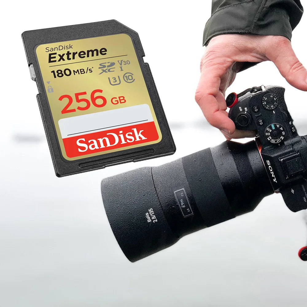 SanDisk SD Card 32GB SDHC 64GB 128GB 256G SDXC SD Card C10 Memory Cards Up to 200MB/s Read U3 V30 Flash Cards 4K UHD for Camera