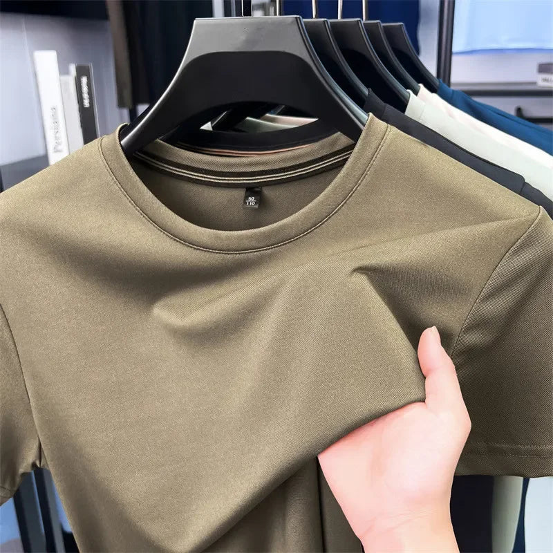 2025 New Men's Korean Casual Short Sleeved Round Neck T-shirt Summer Fashionable and Comfortable Versatile Top