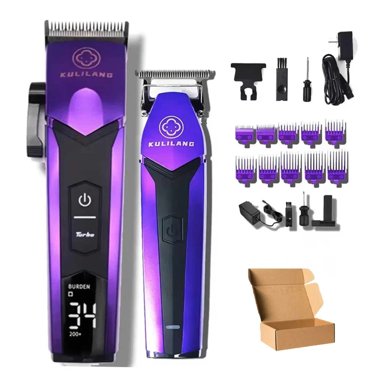 KULILANG Professional Barber R77F R55F R11F Gradient Electric Hair Clipper Titanium Plated FADE Blade 7200rpm Hair Salon Trimmer