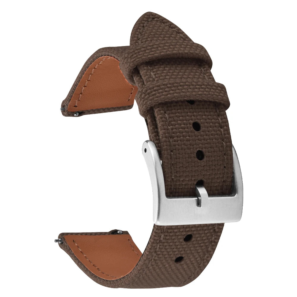 18mm 20mm 22mm Nylon Watch Strap Two-Sided Leather and Sailcloth Watch bands Quick Release Wristbands Sport Belt for Men Women