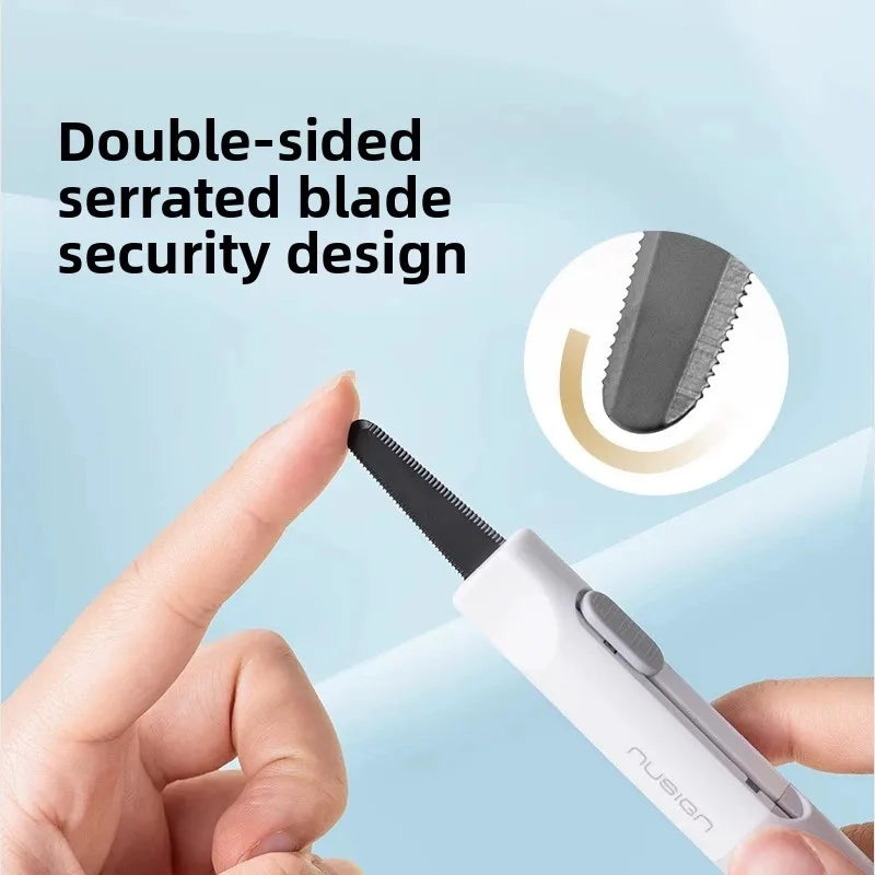 Deli Nusign Mini Portable Magnetic Retractable Utility Knife Thickened Black Blade Keychain Design for carton and Carddboard