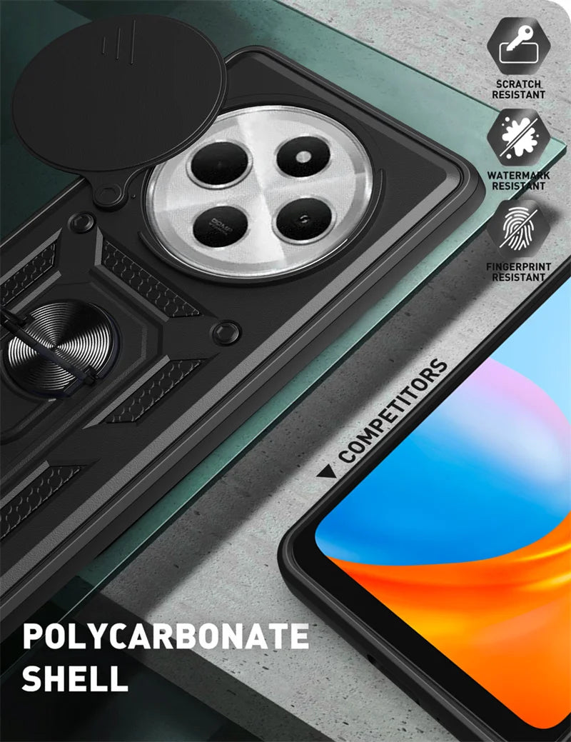 Shockproof Armor Magnetic Holder Ring Case For Redmi 14C 14 C Redmi14C 4G Lens Protect Cover For Xiaomi Poco C75 C 75 PocoC75