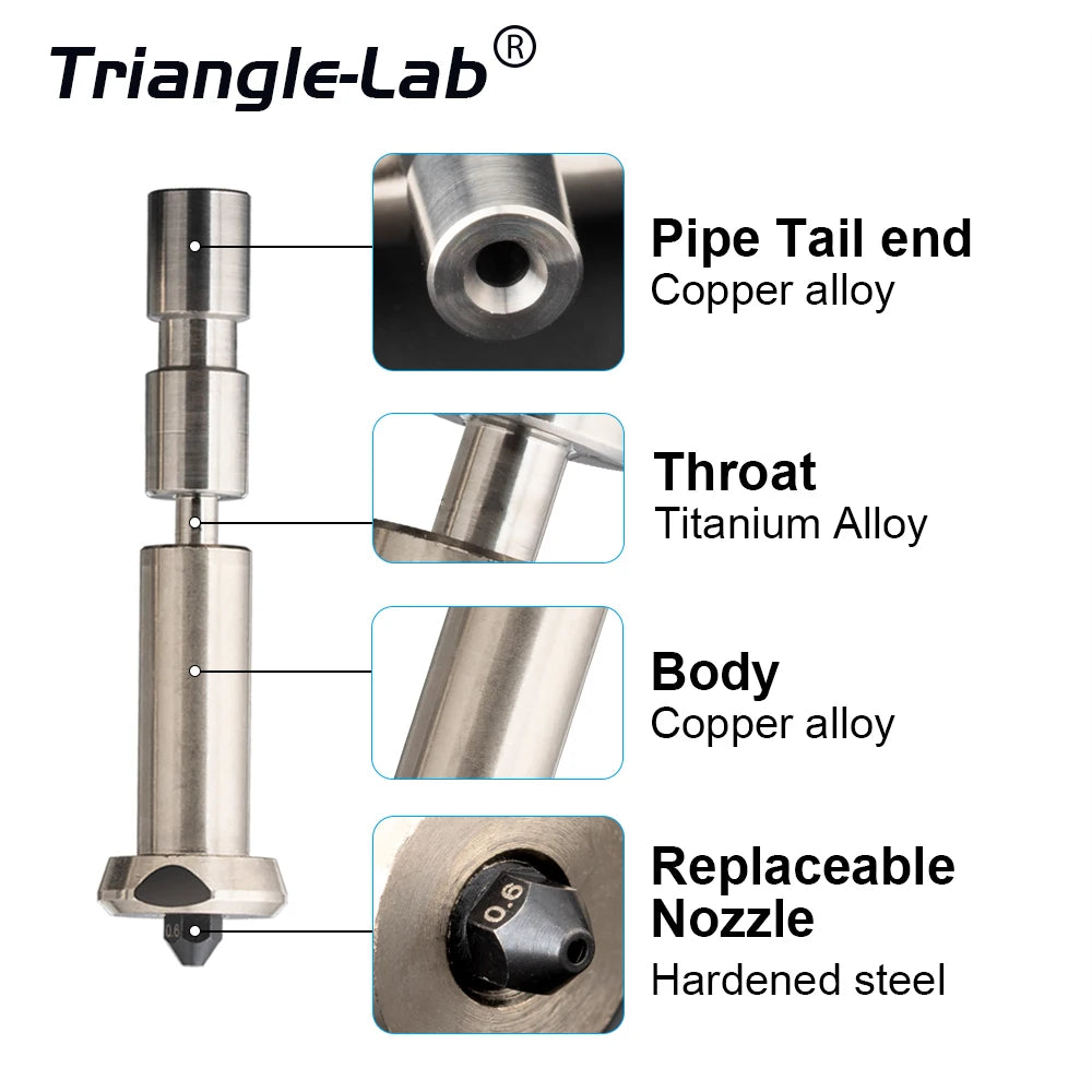 Trianglelab One-piece Nozzles For Anycubic Cobra3 Max Titanium Alloy Throat Integrated Nozzle 0.2/0.4/0.6/0.8mm For Cobra 3 Max