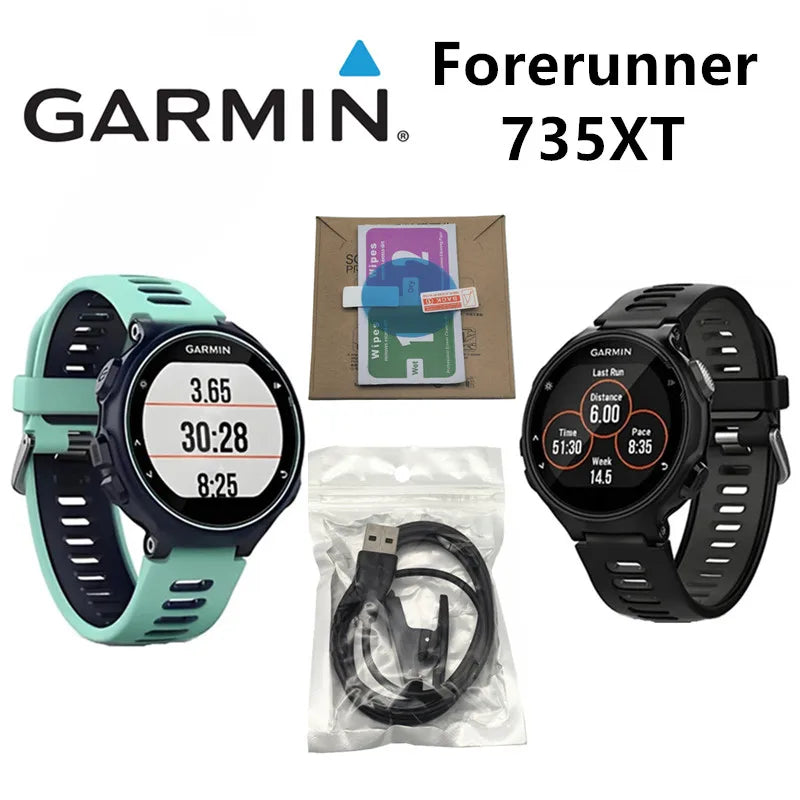 Original Garmin Forerunner 735XT GPS Sport Heart Rate Monitoring Watch Support Russian Spanish. Portuguese 95% New