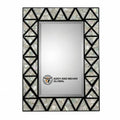 Luxury Square Art Deco Handmade Eco-Friendly MDF Wall Mirror with Black Geometric Frame and Decorative Inlay for Wedding